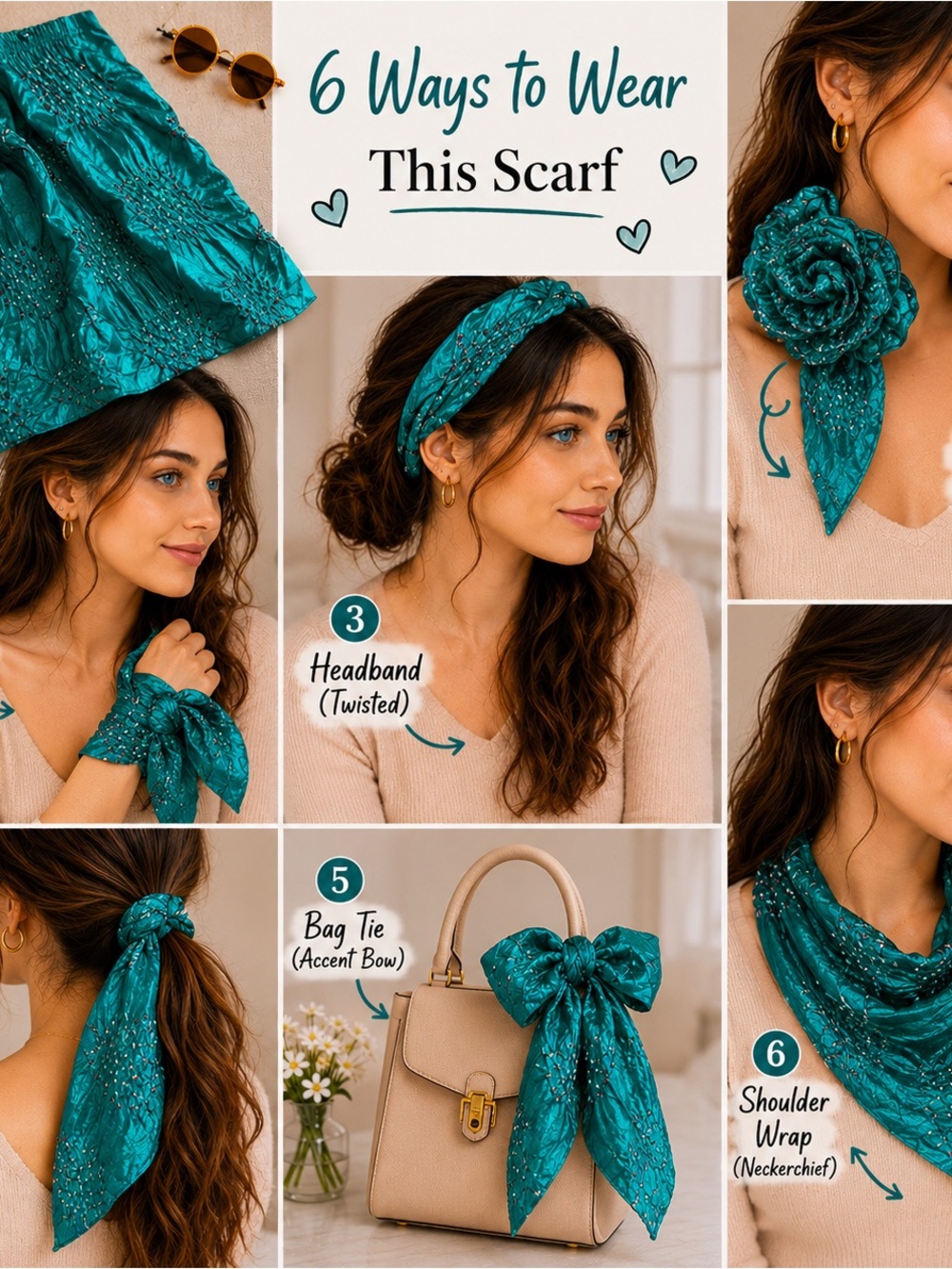 Teal Silk Scarf 66 in long